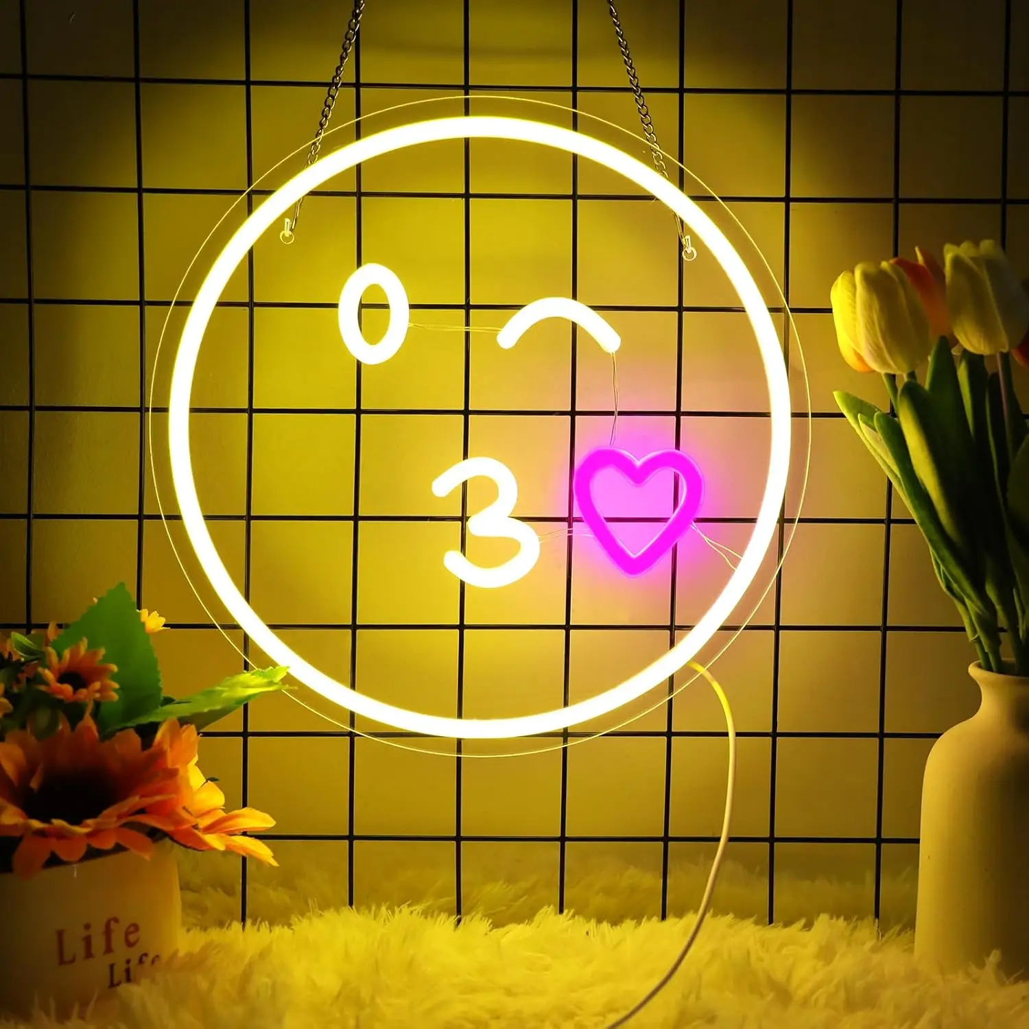 

Smiley Face Neon Sign,Smile Face Led Light up Sign,for Home Kids Room Office Wedding Birthday Party Decor for Christmas Gift