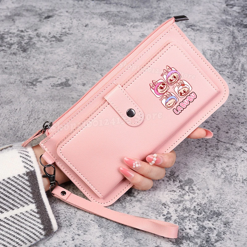 

Labubu Wallet Women Cute Anime Canvas Print Long Purse Lady Zipper Pouch Kids Girl's Clutch Bag Credit Card High Quality Kawaii