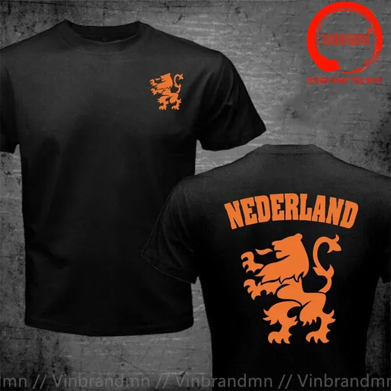 Nederland Netherlands Orange Dutch Lion Soccer 100% Cotton Geek Family Top Tee New Men Summer Tops Casuals T Shirts Hip Hop Tops