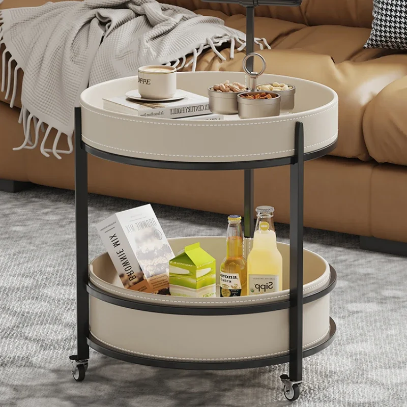 Portable Wheels Modern Side Table Round Design Storage Nordic Small Coffee Table Living Room Corner Stolik Kawowy Home Furniture