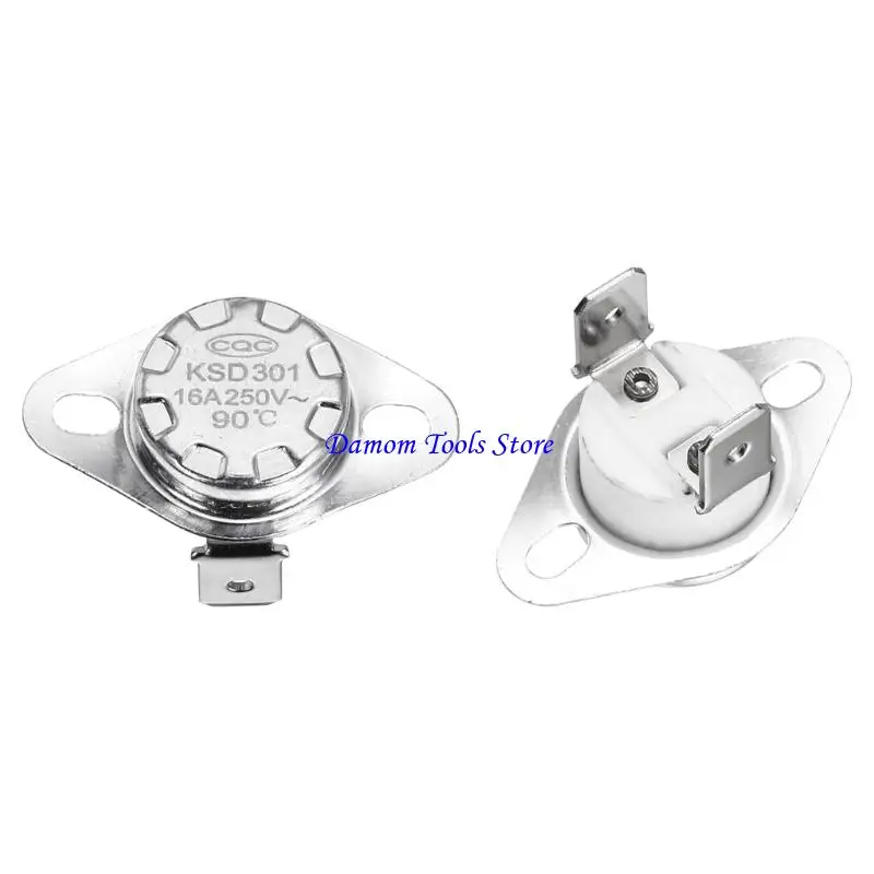 57BE 90C Thermals Control Switches 250Volt 16Amp Normally Closed Bimetal Disc Structure Easy Flanges Installation for Appliances