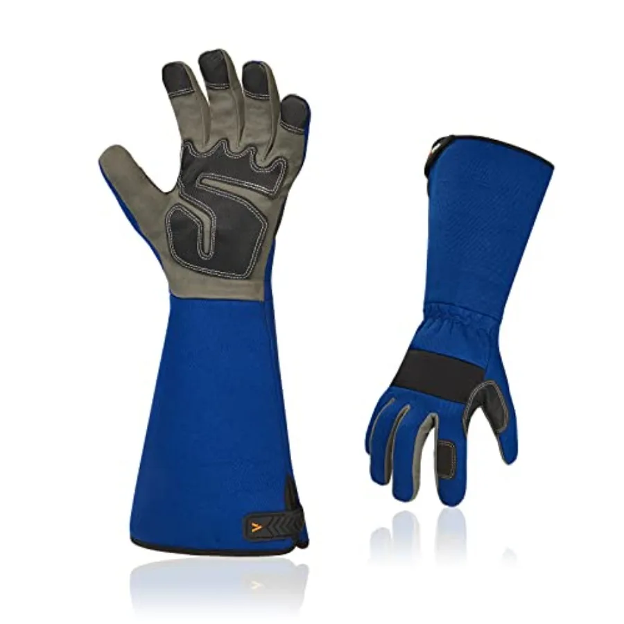 Safety Work Gloves Men, Gardening, Long Sleeves Gauntlet, Puncture Proof, Touchscreen,Size M, Blue, AL6608-ML