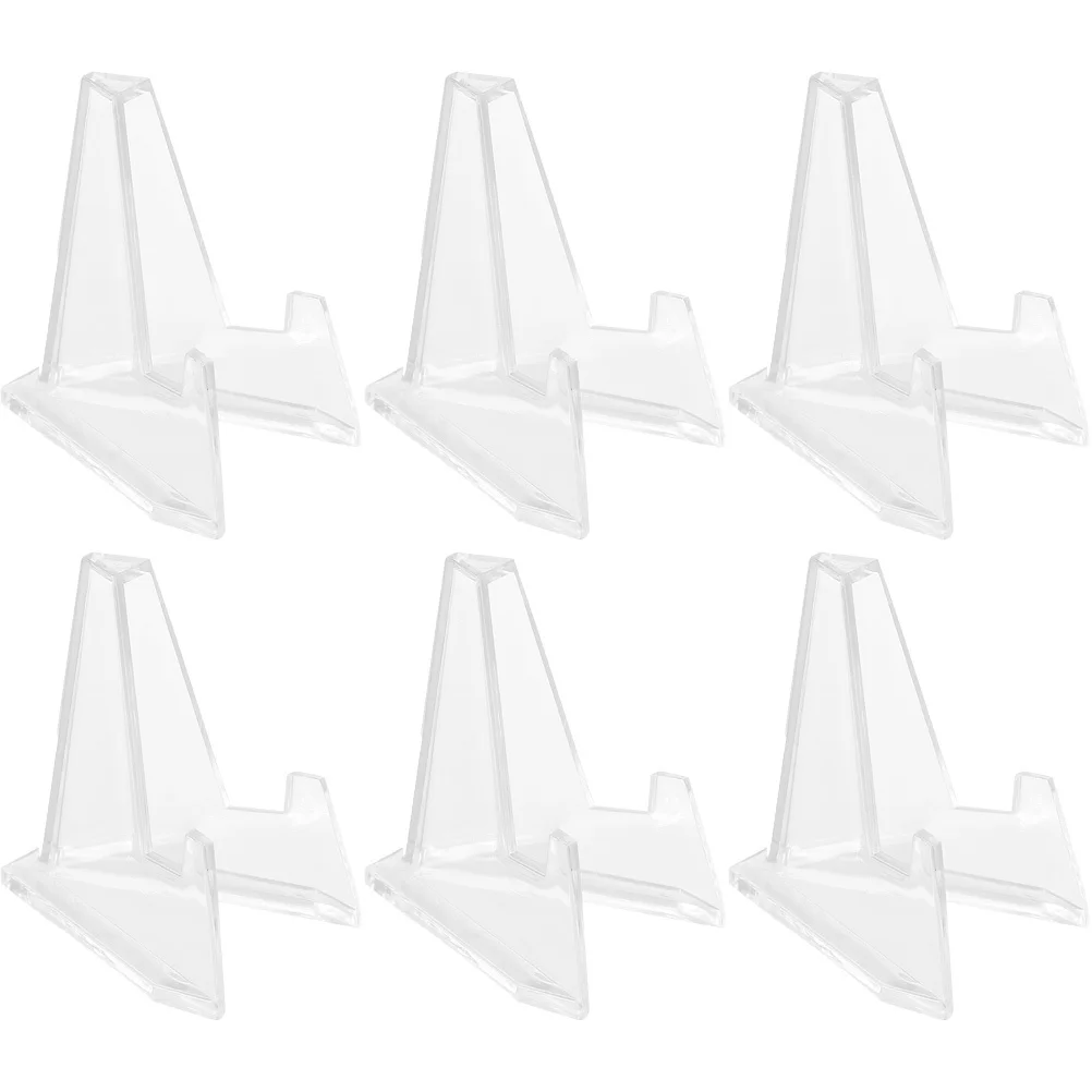 

6pcs Transparent Acrylic Display Stands For Badge Storage Holder Desktop Organizer Clear Triangle Rack Home Decor