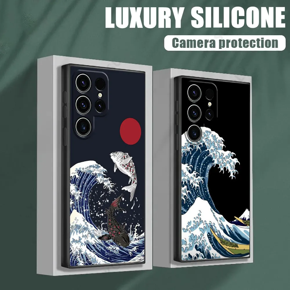 Phone Case For Samsung Galaxy S24 Ultra Cases S23 S21 S20 FE S22 9 Plus Note 20 Cover Katsushika Hokusai Japanese Art Great Wave