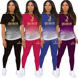 Women's  2 Piece Set Fashion Queen Printed Jogging Suit Summer Casual Tracksuit Sportswear Female Sexy Outfits Short Suit