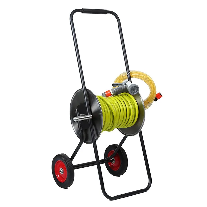 Yard Watering Hose Kit with Storage Reel Cart, Multi-mode Spray Gun, Household Tool for Plant Irrigation & Car Rinse