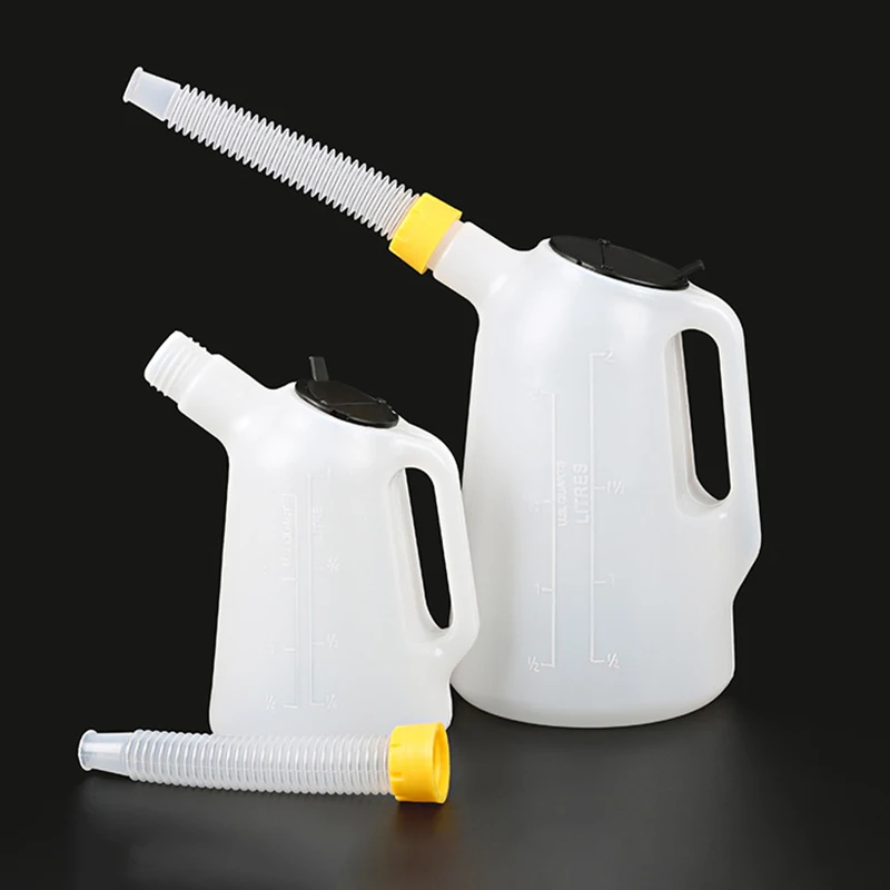 Plastic Oil Pot Translucent Long Neck Oil Can Large Capacity Automotive Oil Measuring Jug 2/3/5 Litre with Pouring Spout Oilcan
