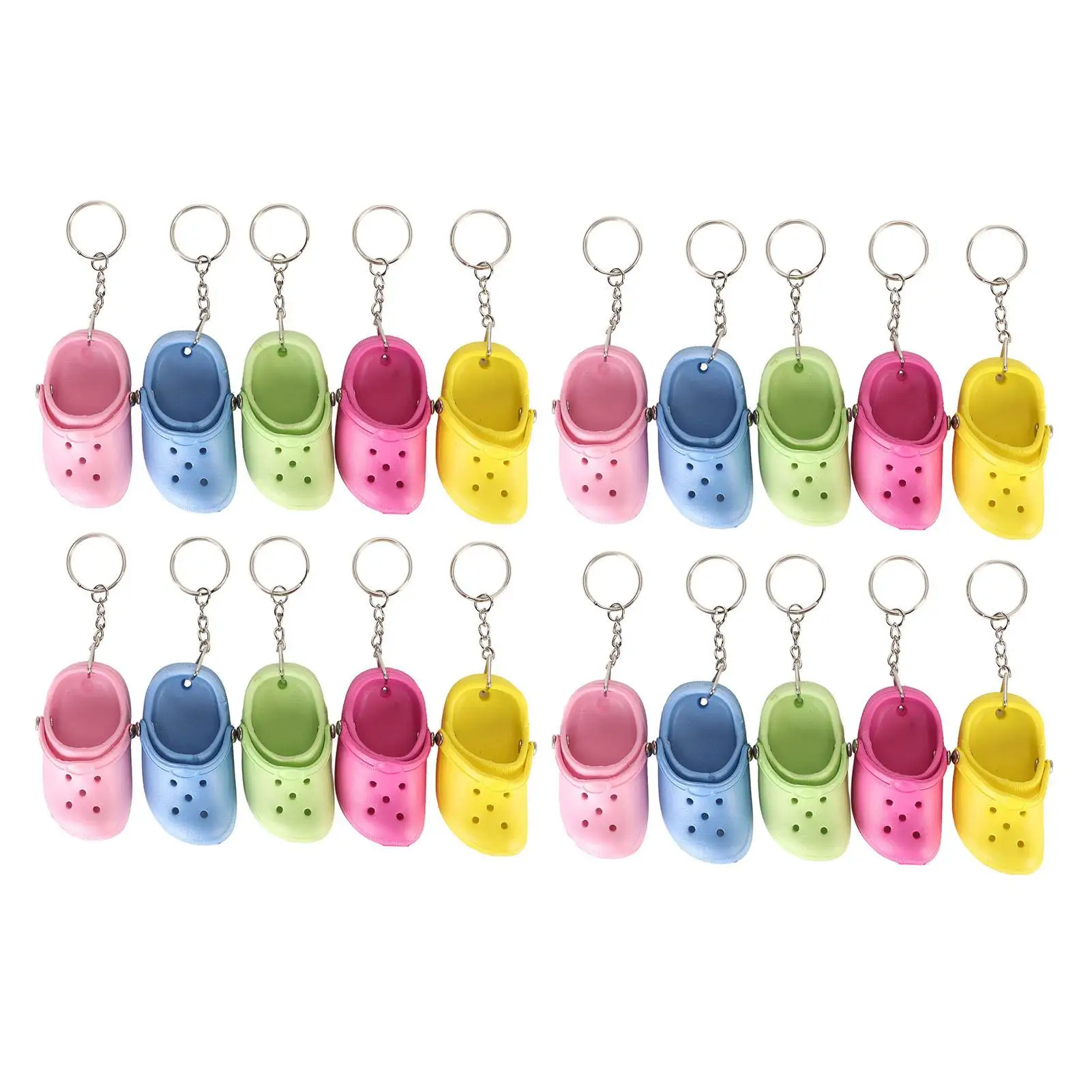 Colorful Silicone Shoe Keychains - Reusable Slipper Key Rings for kids ' Backpacks & Bags - 5 Fun Colors