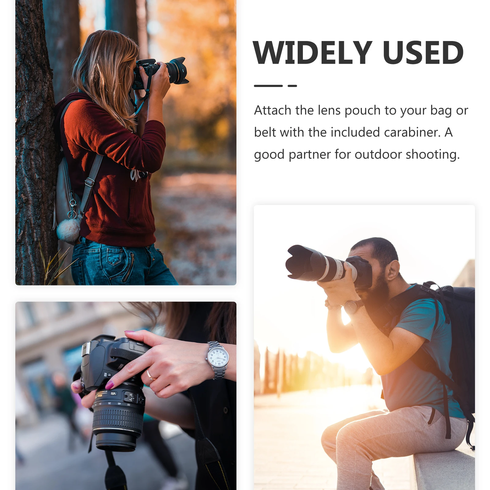

3Pcs Camera Lens Pouch Neoprene Material Reinforced Clip Cord Protection Against Bumps Scratches Camera Lens Case