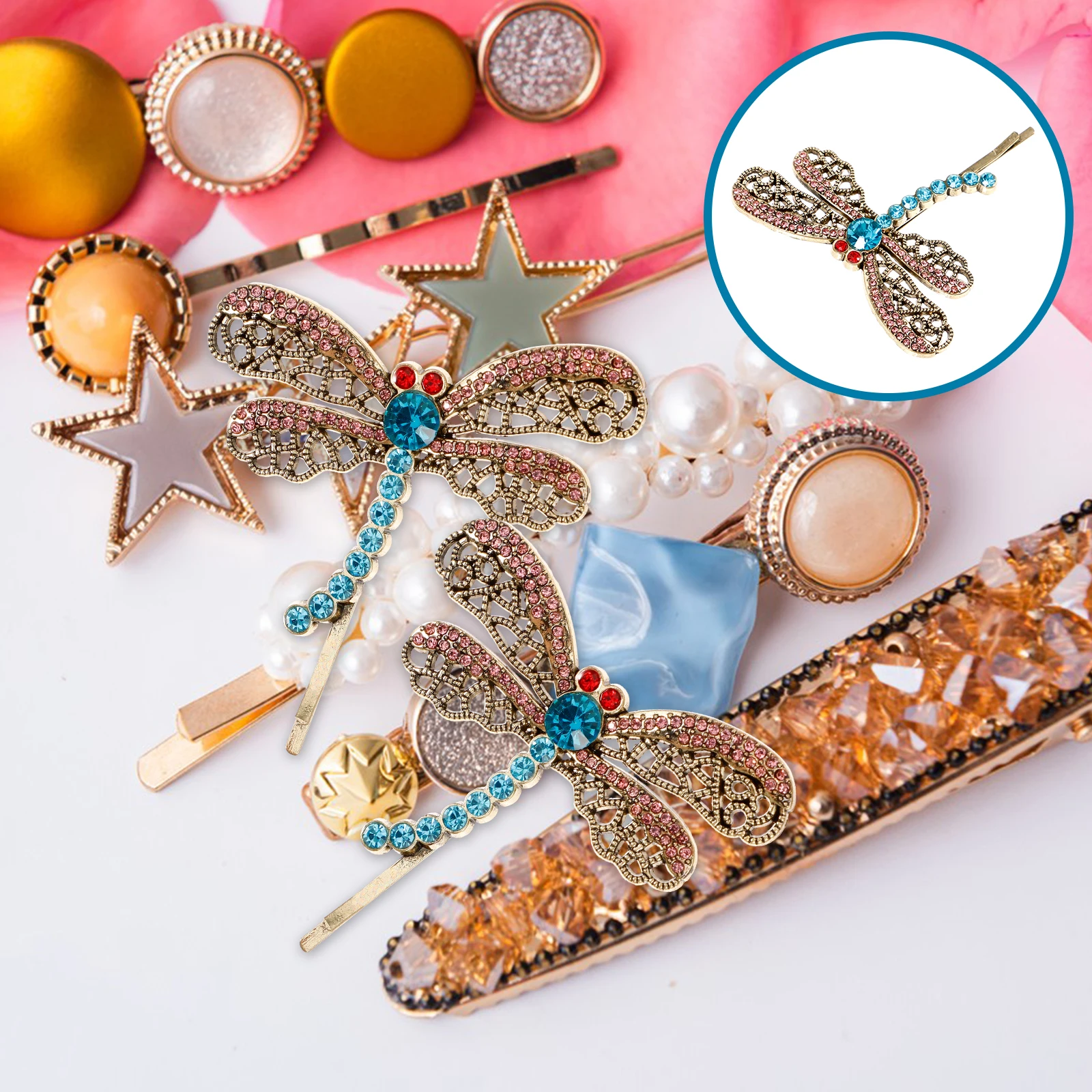 

Crystals Dragonfly Hair Clip Rhinestone Hairpin Wedding Party Evening Prom Barrette Hair Accessory Dragonfly Hairpin