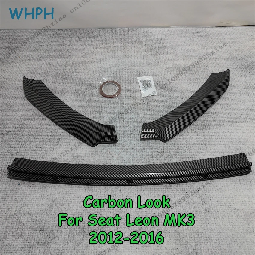 Gloss Black Front Bumper Lip Spoiler For Seat Leon MK3 MK3.5 2012-2019 ABS Spoiler Lip Diffuser Cover Tuning Custom Accessories