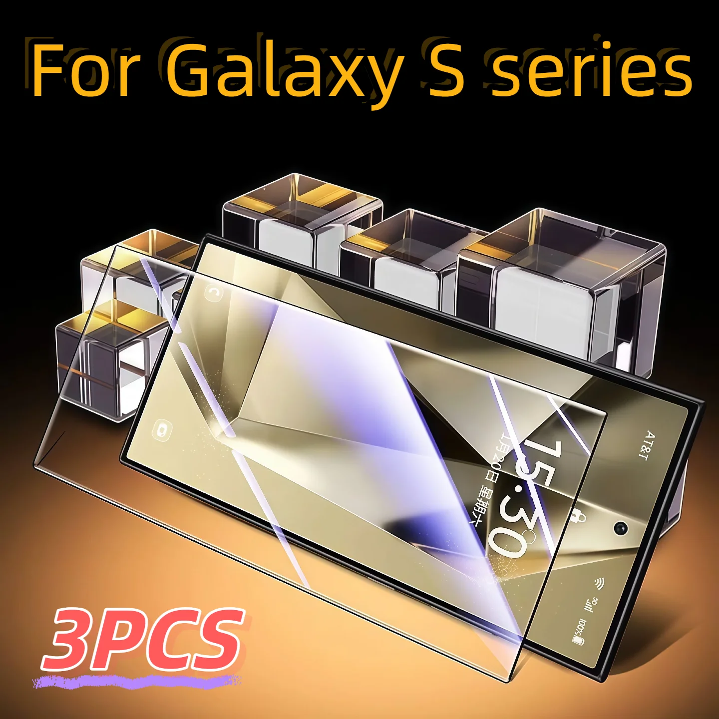 

3Pcs For Galaxy S25 Ultra S24 S23 S22 Plus + Dust Free HD Tempering Glass Screen Protector With Install Kit