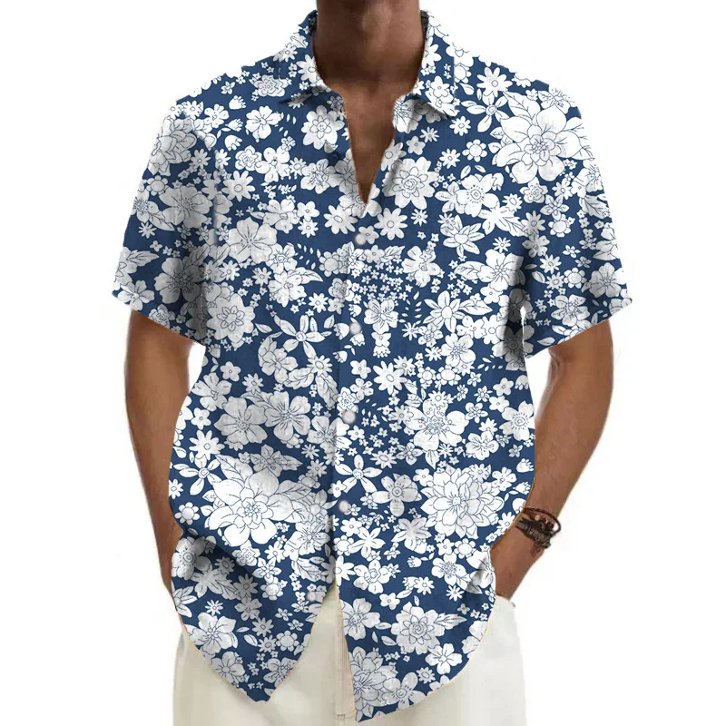 

Summer Printed ort Sve Men's irt Trendy Floral Pattern Loose Fit Casual Sle Youthful Polyester Fiber No Ironing Needed