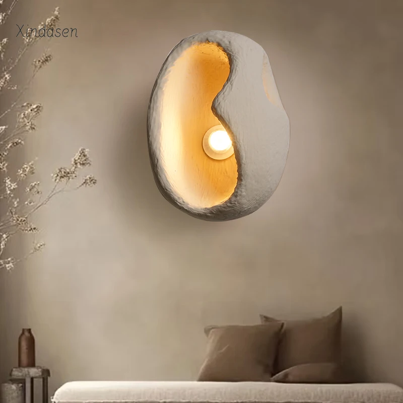 

Japanese Wabi Sabi Wall Lamp Modern Simple Indoor Home Decor Cement Sconce Bedroom Living Room Staircase Dining Room Wall Lights