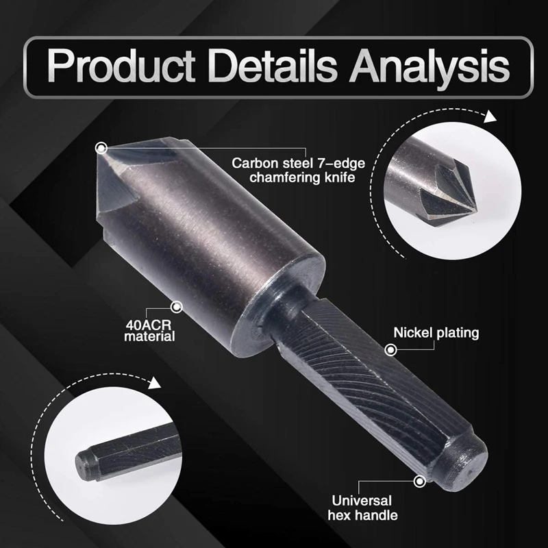 โปรโมชั่น! 2ชิ้น7ขลุ่ย Countersink set Mata Bor HEX Shank Countersink บิตเจาะ Countersink เครื่องมือตัดงานไม้