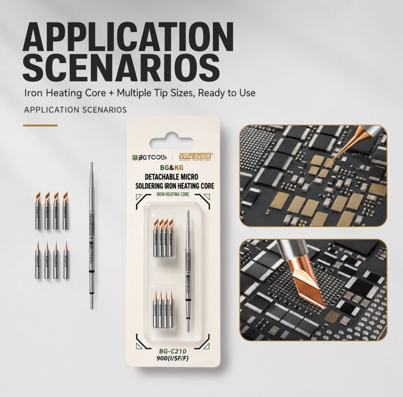 KEGUAN BG-C210 Micro Soldering Heating Core Set With 8PCS Solder Tips For Phone PCB DIY Electronic Soldering Repair