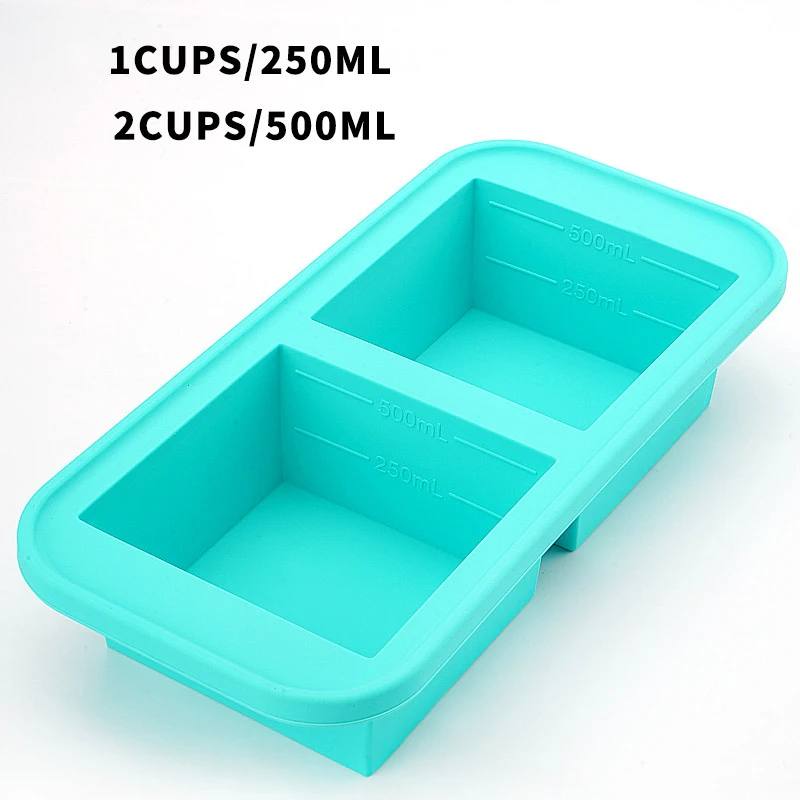 1 Pc 2/4/6 Grid Siliconen Vriezer Schimmel Met Deksel Gekoelde Voedsel Opbergdoos Voedsel doos Ijsbak Schimmel Ijs Doos Vers Houden Doos