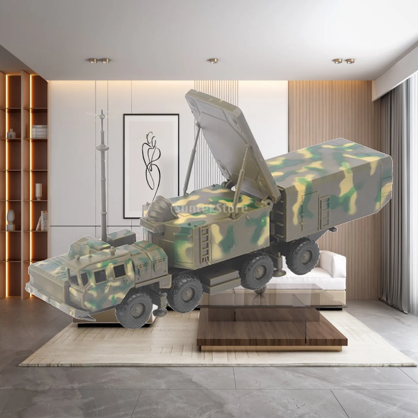 Construction Vehicle Car Model Plastic 4D Assemble Kit 1/72 S-300 Missile Launching Truck for Sand Table Toy Display