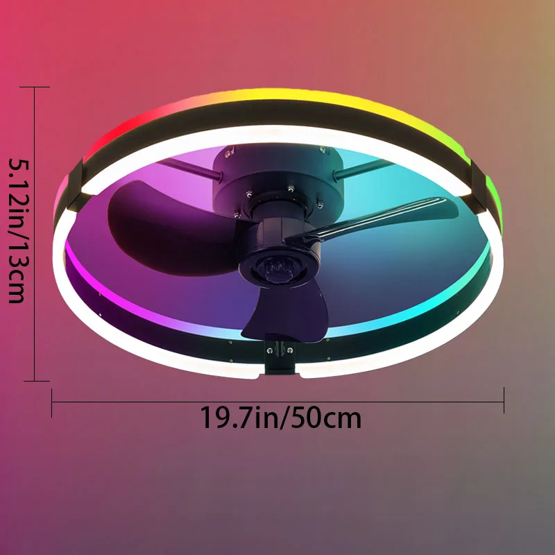 RGB Smart Ceiling Fan Light 6-speed Fan + Starry Sky Effect, Modern and Low-key Ceiling Fan Light with LED Lights