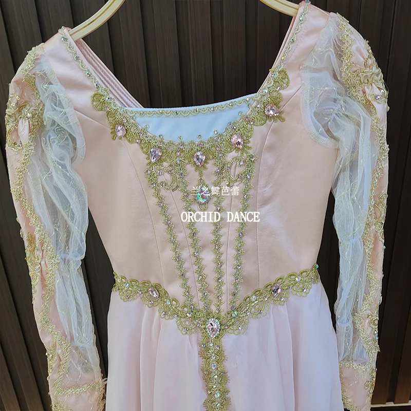 BT2507014 High Quality Custom Size Kids Girls  Ballet Dance Performance Wear Gilsay Cream Long Romantic Tutu Dress