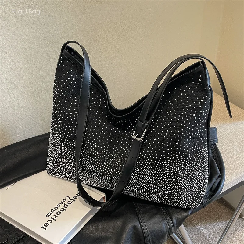 Women's One Shoulder Tote Bag Handbag Large Capacity New Exquisite Star Versatile Gradient Water Diamond Shining Fashion