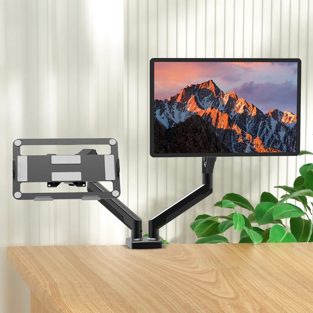 Dualer Monitorständer, voll verstellbare, erweiterbare Displayhalterung, Monitorarm-Schreibtischhalterung für 13- bis 32-Zoll-Computerschilder