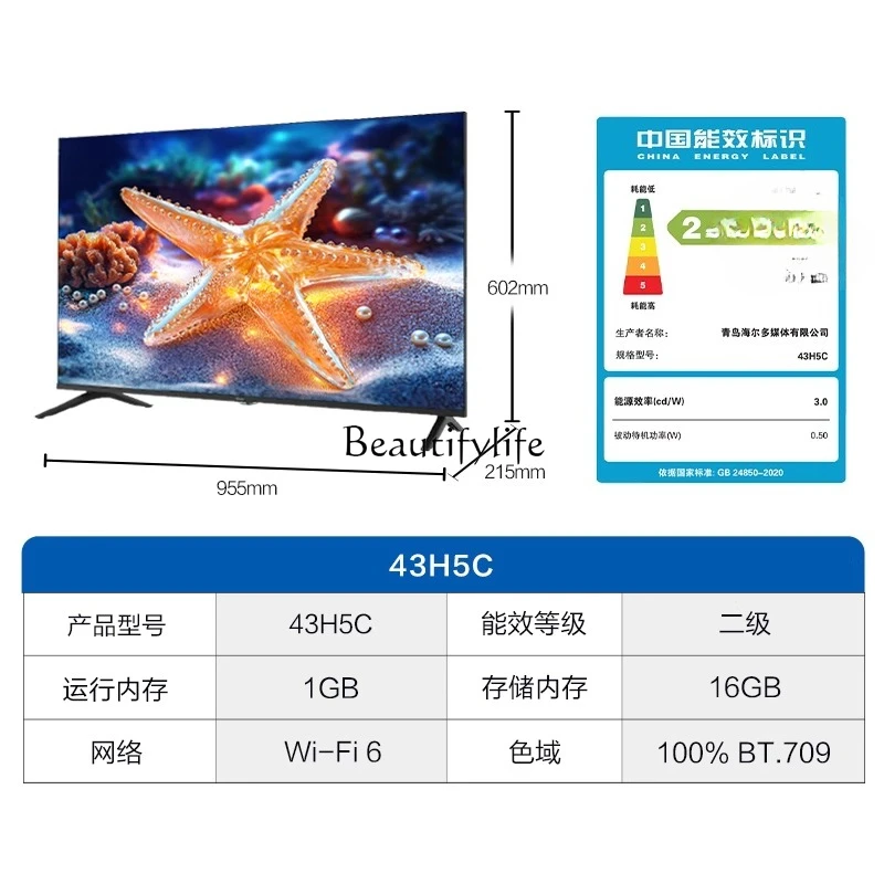 شاشة كاملة 43 بوصة عالية الوضوح للمنزل الذكي لكبار السن تلفزيون ملون صغير تلفزيون LCD كفاءة طاقة ثانوية