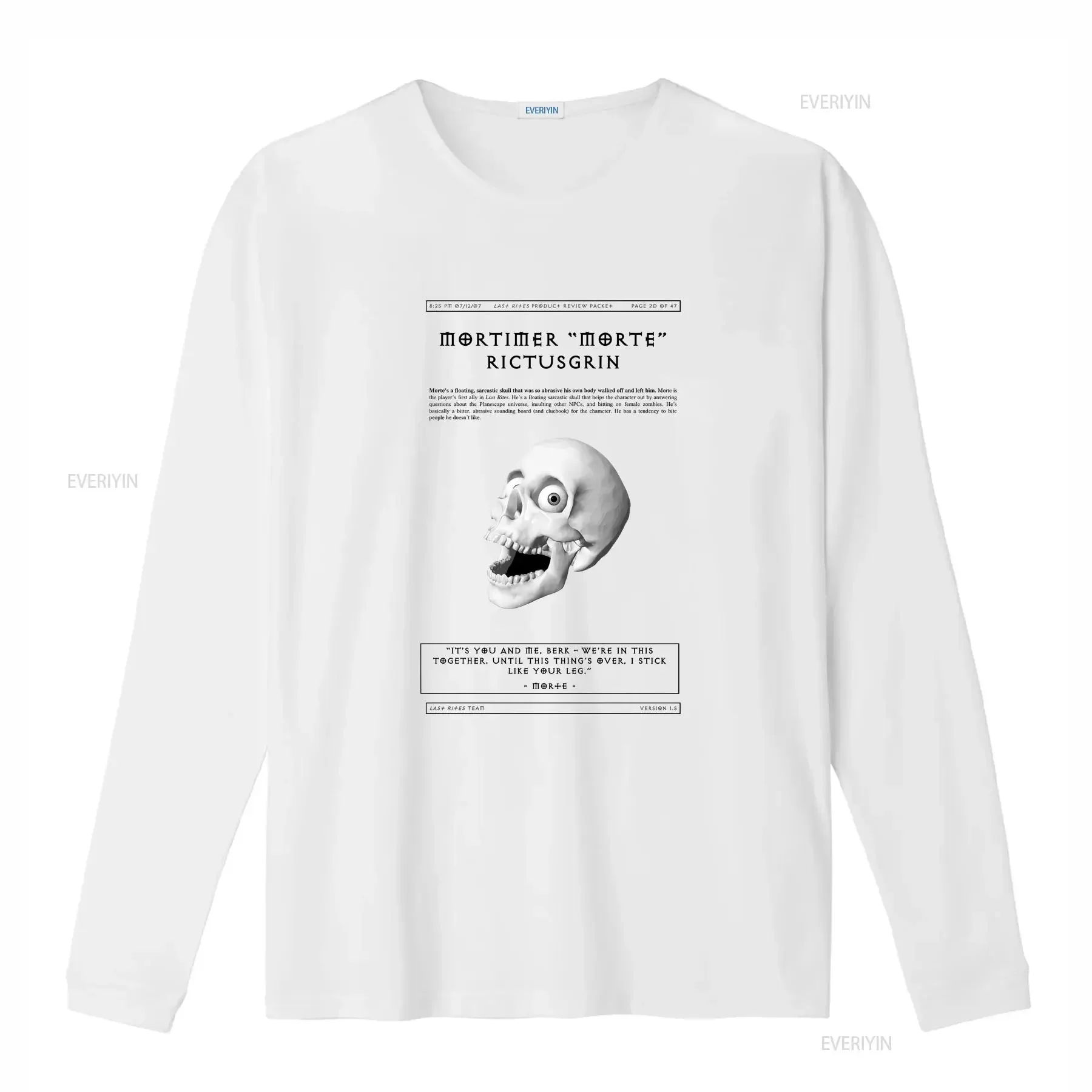 Morte Planescape T Shirt Torment RPG Codex Entry Gaming Merch vintage Washed Slightly homme graphic Stretched fashion