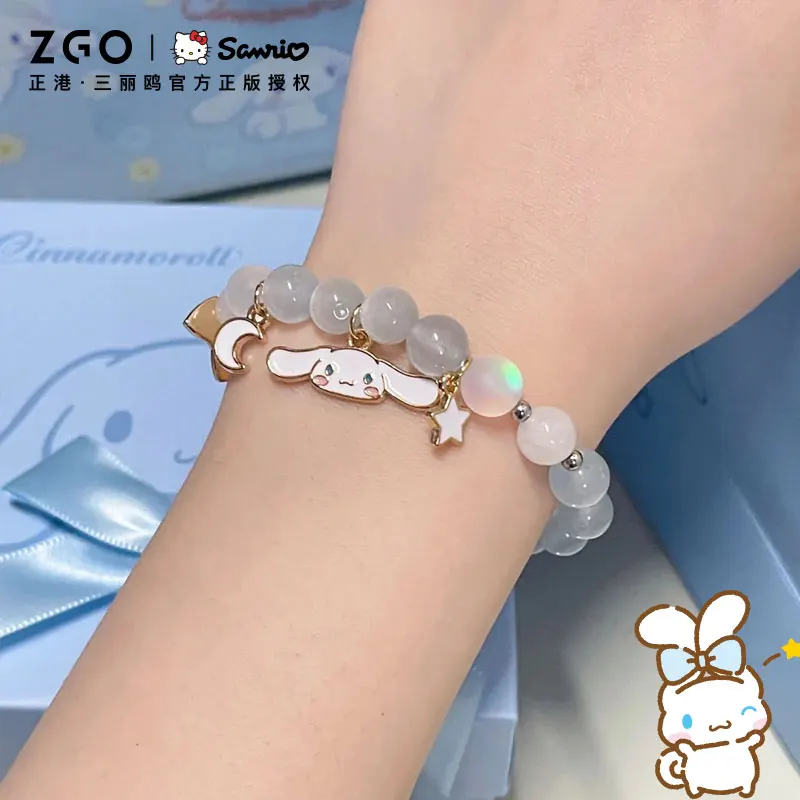 Sanrio Kawaii Kuromi Cinnamoroll Bracelet Girls String Jewelry Cute Cartoon Hello Kitty Crystal Beaded Halloween Gifts Toys