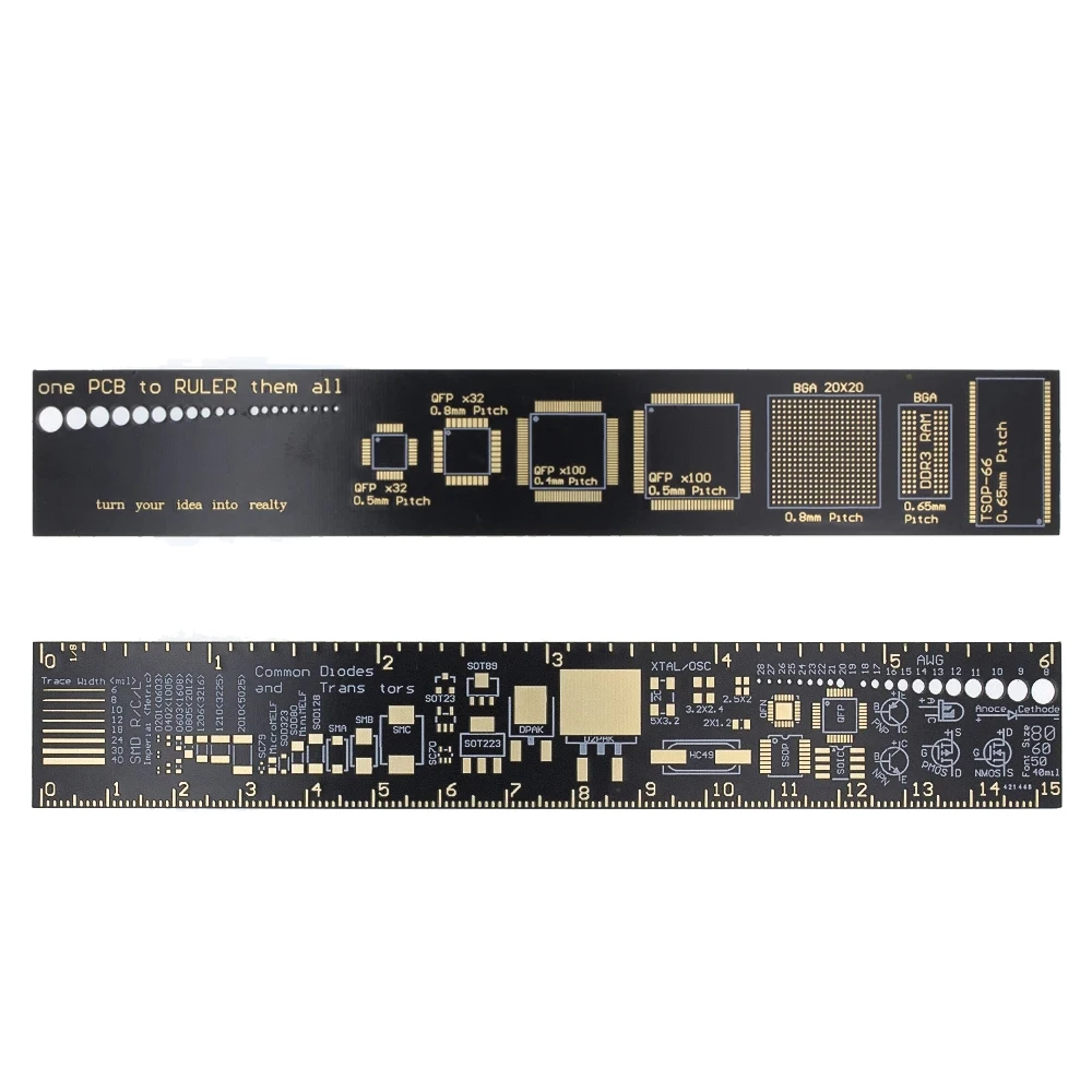 2PCS PCB Ruler For Electronic Engineers For Makers For Fans PCB Reference Ruler Packaging Units V2-6