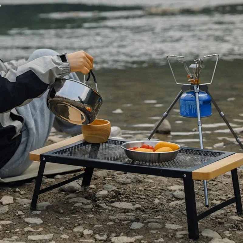 Folding Camping Grill Table, Portable Campfire Grill Steel Grate for Camp, Hiking, Picnic