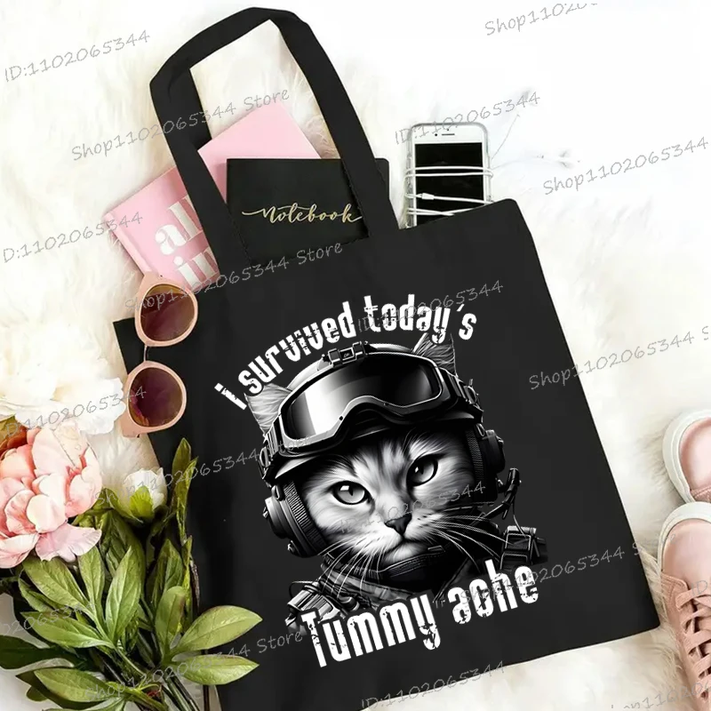 

Harajuku Cat Cartoon Handbag Women Men Wild Style Animal Kitten Cosmetic Canvas Fashion Environmental Girl Travel Shoulder Bags