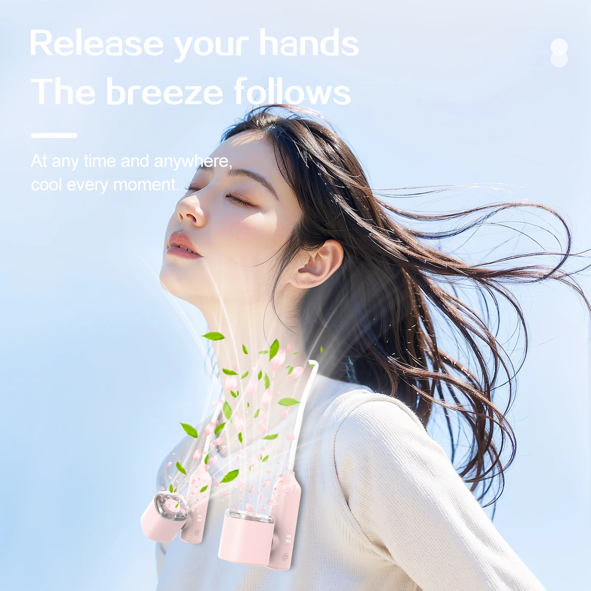 ハンズフリーネックファン、香り付き蚊よけエアコンネックベンチレーター付きポータブルusb充電式パーソナルファン