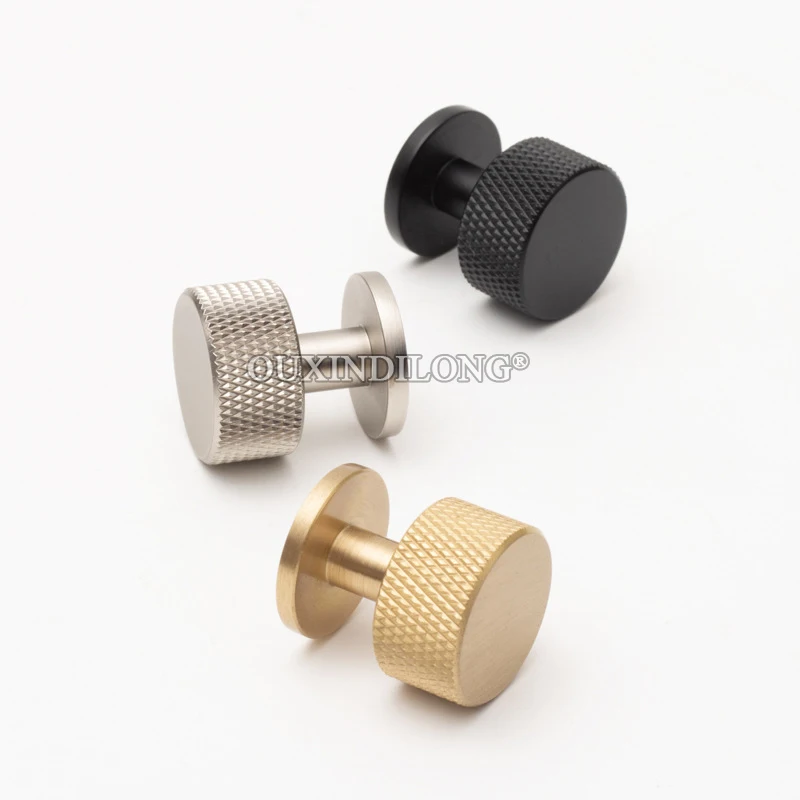 Cheap 8PCS Solid Brass Knurled T-Bar Furniture Handles Drawer Knobs Cupboard Wardrobe Bookcase Closet TV Cabinet Pulls Knobs