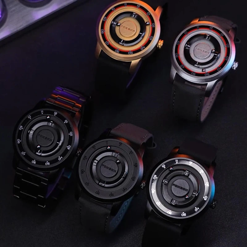 Foxbox 2025 Luxury Watches Men Creative Scrolling Beads Quartz Wristwatches Fashion Waterproof Magnetic Force Mens Watch Reloj