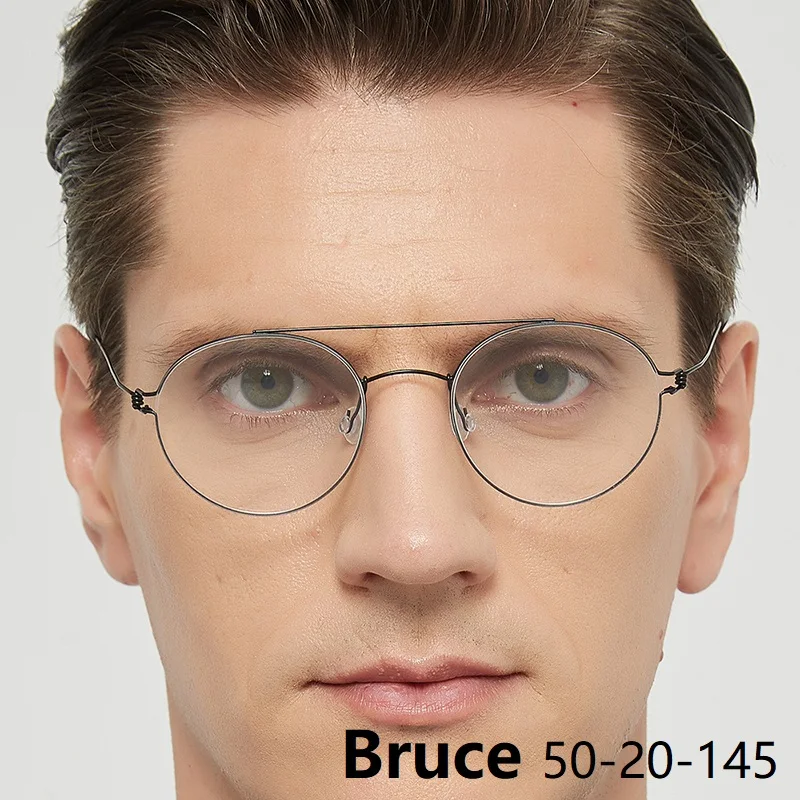 Glasses Frame Men Titanium Screwless Double Beam Round Eyewear Eyeglasses Frames Women Handmade Thin Rim Denmark Brand Bruce