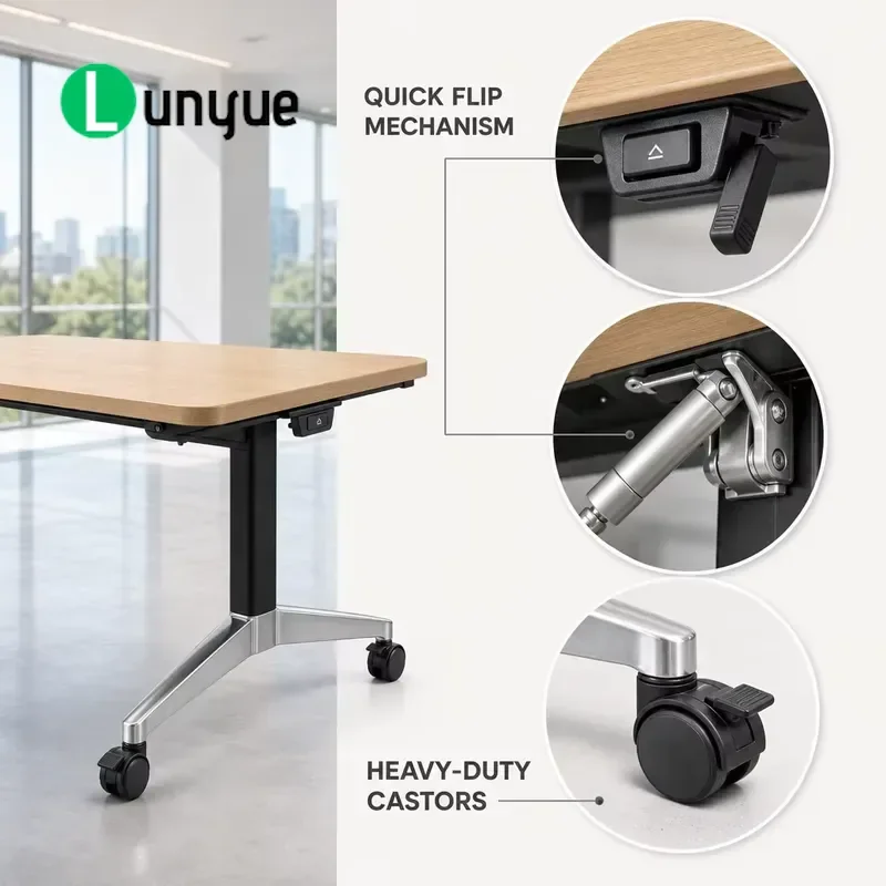 Large Folding Conference Table Set Modern Office Furniture Flexible Removable Nested Training Desk for Meeting Room Space