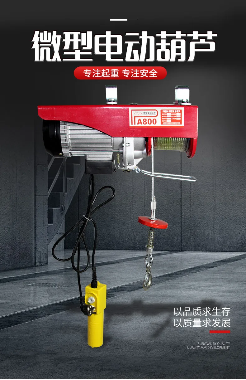 Household Portable Electric Hoist 200kg 400kg 600kg 12m Mini Electric Hoist Small Crane