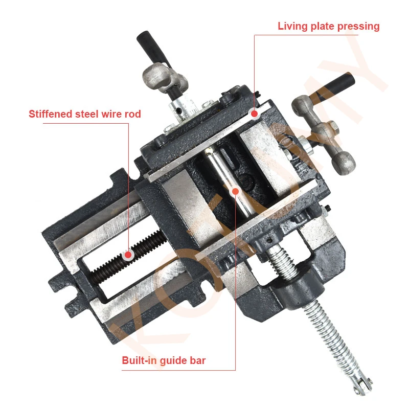 Two-way Mobile Vise Table Precision Cross Flat Nose Pliers Bench Vise 4 inches for Bench Drills Milling Machines Flat Nose Plier