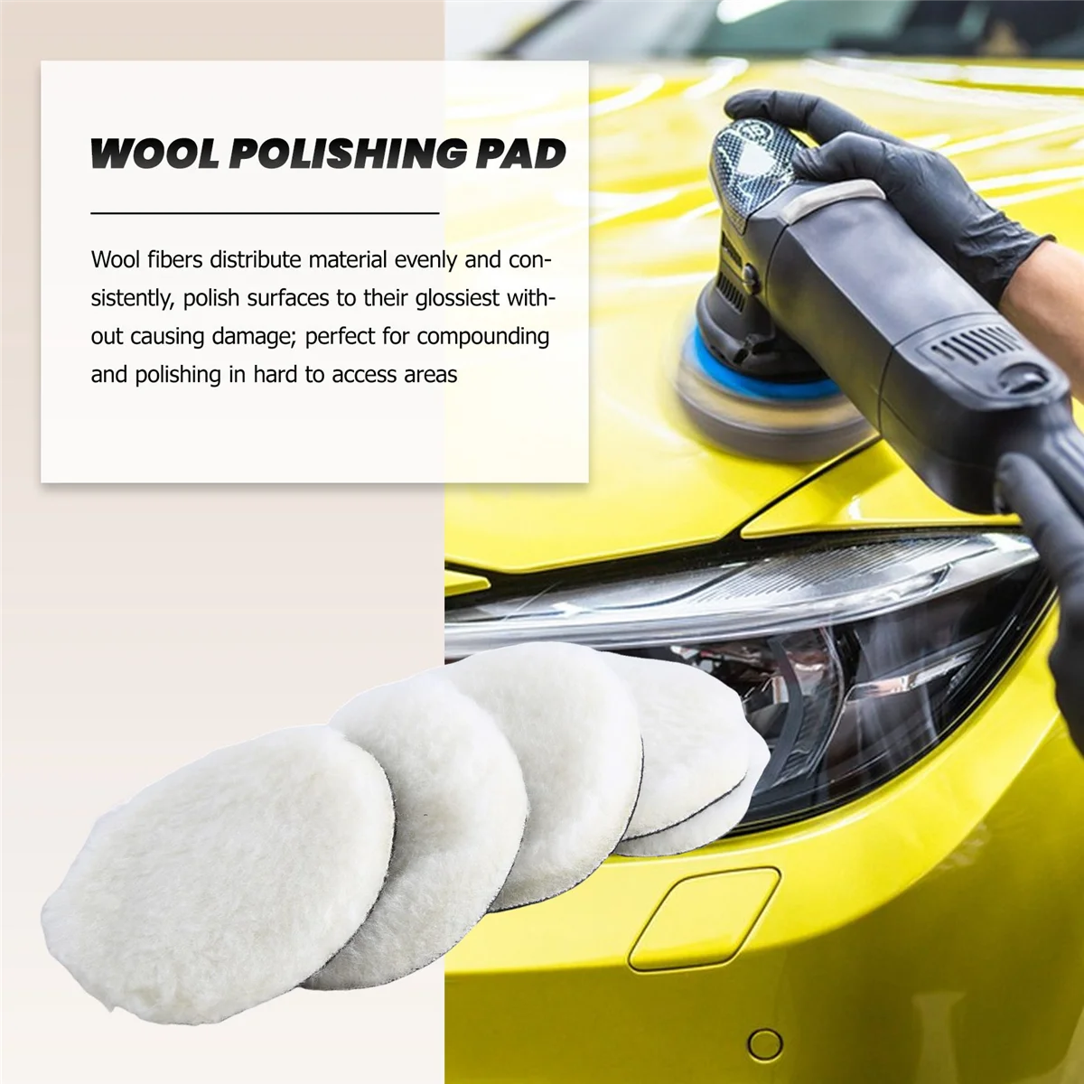 10 Pcs 125 Mm Car Polishing Pad 5 Inch Inch Polish Waxing Pads Wool Polisher Bonnet Car Paint Care Wool Polishing Pad image 2