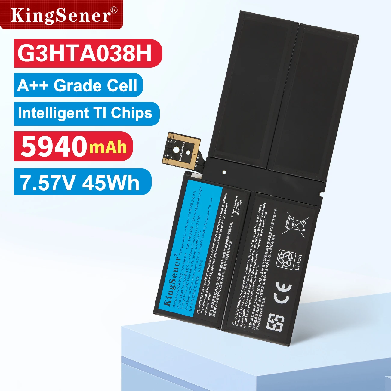 KingSener G3HTA038H DYNM02 batería de ordenador portátil para Microsoft Surface Pro 5 1796,Pro 6 1807 1809 tableta serie de 12,3 pulgadas 7,57 V 5940mAh