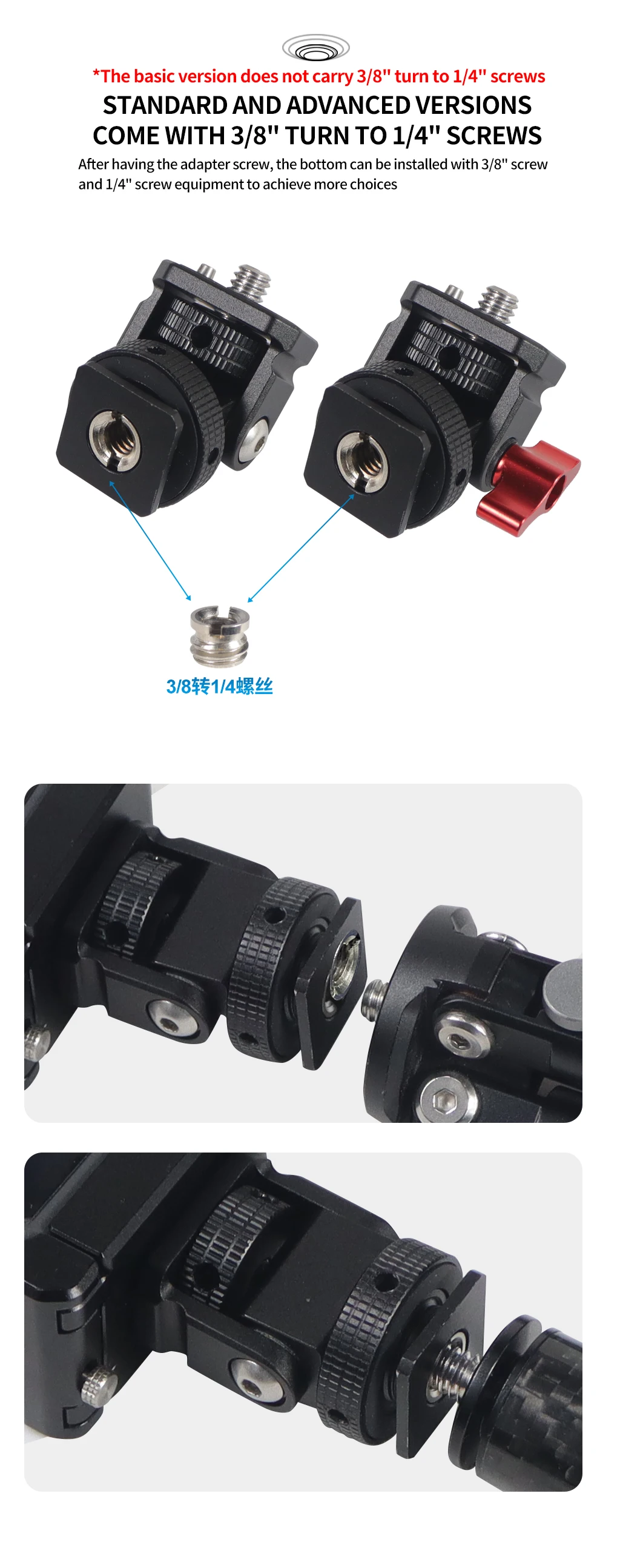 Monitorständerhalter, EVF-Halterung mit Kaltschuh, 1/4 Zoll Schraube, ARRI-Positionierungsstift, 3/8 Zoll Loch, für DSLR-Kamera, Feldblitzlichthalterung – Detail 8