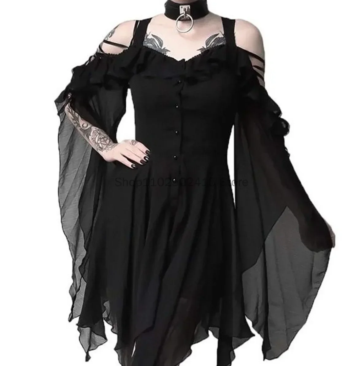 Cosplay Medieval Dress Renaissance Retro Evening Dress Gothic Rave Party Halloween Carnival Pirate Vampire Witch Horror Costume