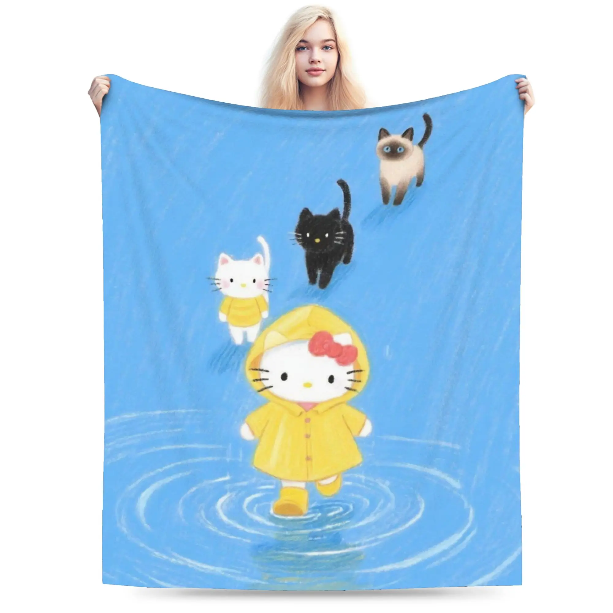 

Hello Kitty Cartoon Blanket Coral Fleece Plush Spring Autumn Super Soft Throw Blankets for Bedding Couch Bedding Throws