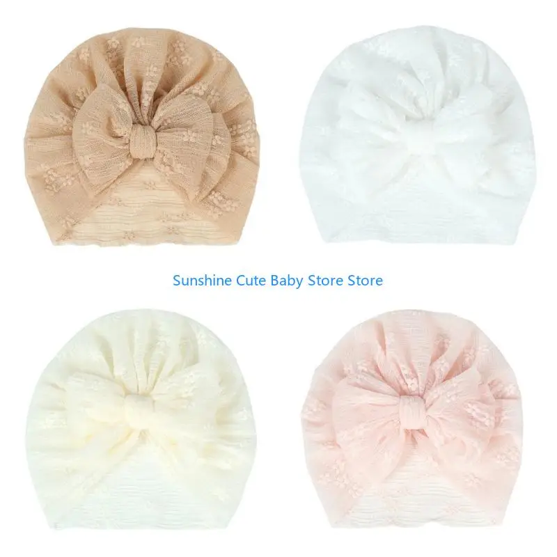 

C5AF Baby Hat Lace Cap Baby Turban for Baby Girls Newborn Hat with Bows for Girls Baby Girls Cap Infant Hat Breathbale Hat
