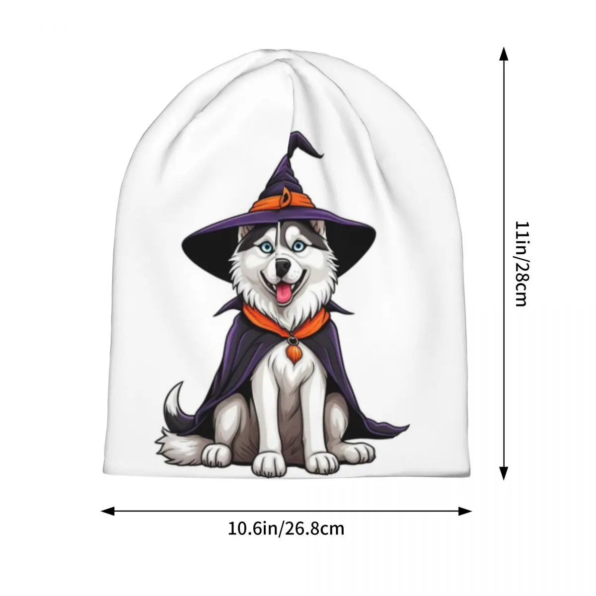 Siberian Husky Halloween Witch Decor Dog Lover Gift Warm Knitted Cap Bonnet Hat Autumn Winter Beanies Hats for Unisex Adult