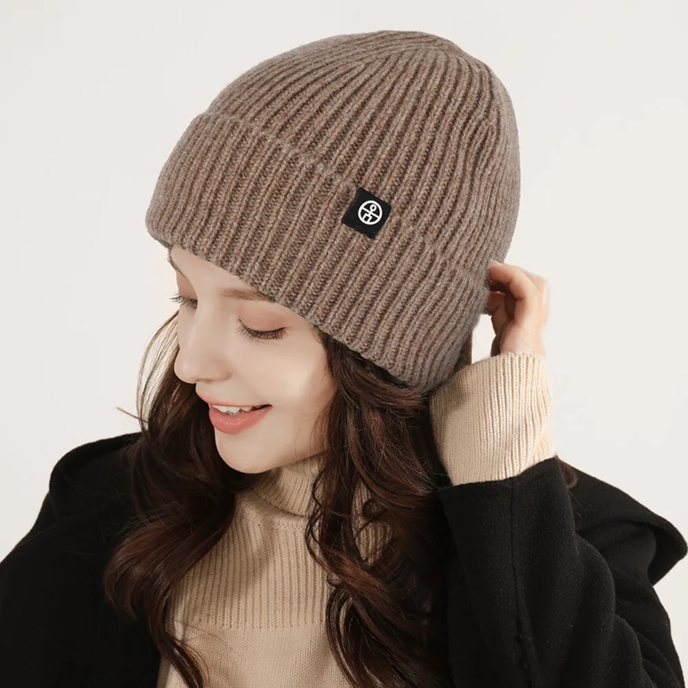 

Beanie Hat Pure Wool Cap women's Winter Ear Protection Knit Cold Cap Warm Thickened Outdoor Windproof Flap Pullover Cap