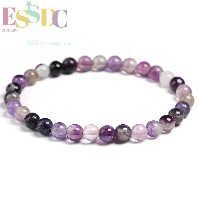 Natural Gemstone Purple Fluorite Beaded 6mm 8mm 10mm Round Ball Strand Bracelet Woman Handmade Jewelry Unique Gift 6