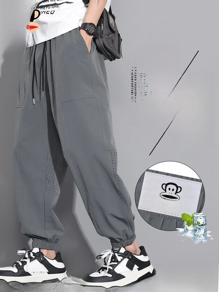 

Мужские летние тонкие свободные брюки Paul Frank Ice Silk Me с манжетами, длиной 7/8, повседневные, дышащие, удобные, молодежные, модные