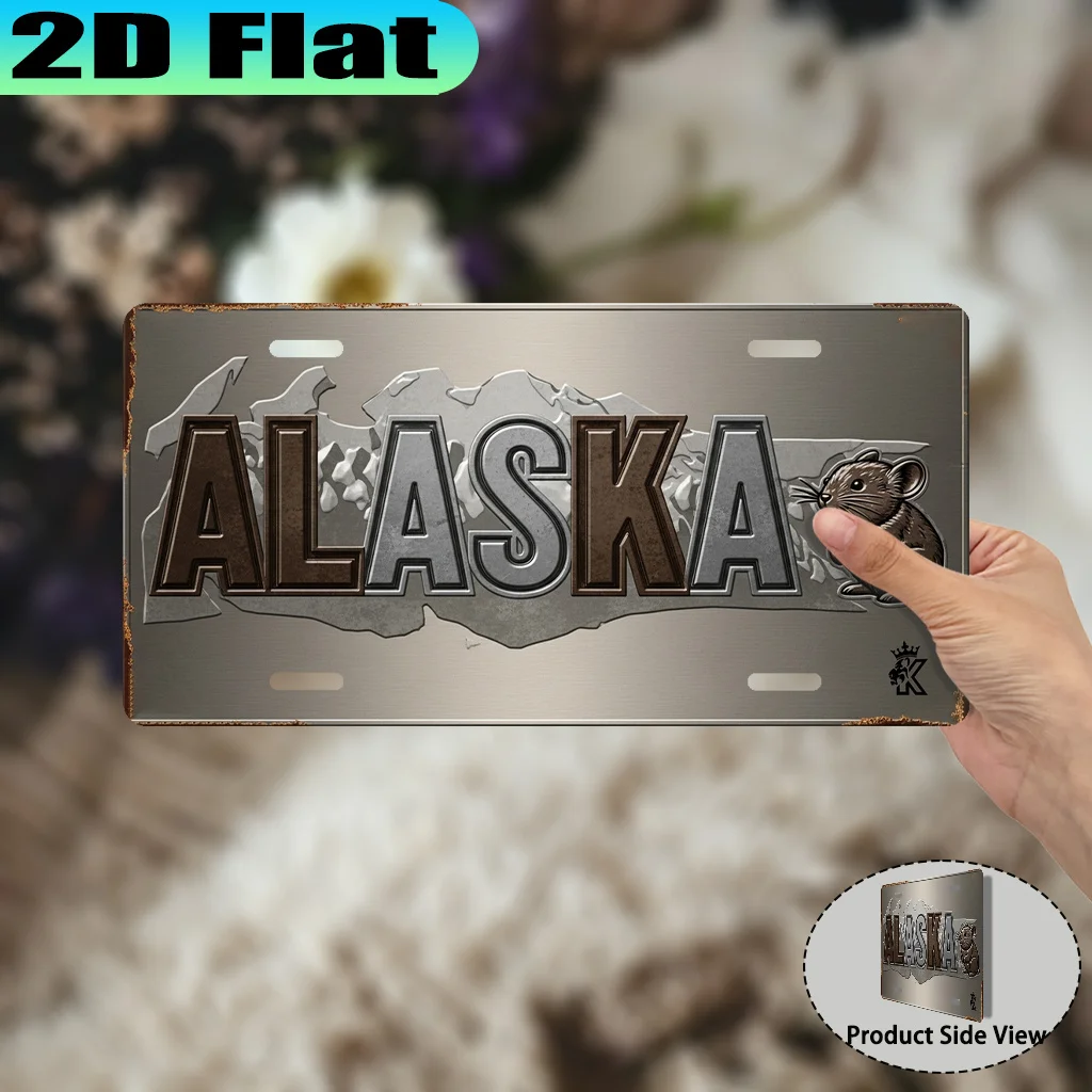 Alaska Retro License Plate Tin Sign - Vintage Durable Metal Plaque Wall Decor, Home Office Bar Man Cave Wall Art